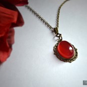 Jolanta Krawiec - Agat brazylijski czerwony  Medalion vintage 
