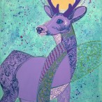 Krzysztof Trzaska, obraz Fiołkowy jeleń, akryl/płótno, 70x50 cm