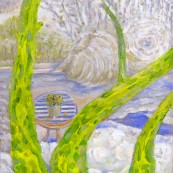 Elżbieta Goszczycka - Pejzaż przedwiosenny z żółtymi drzewami