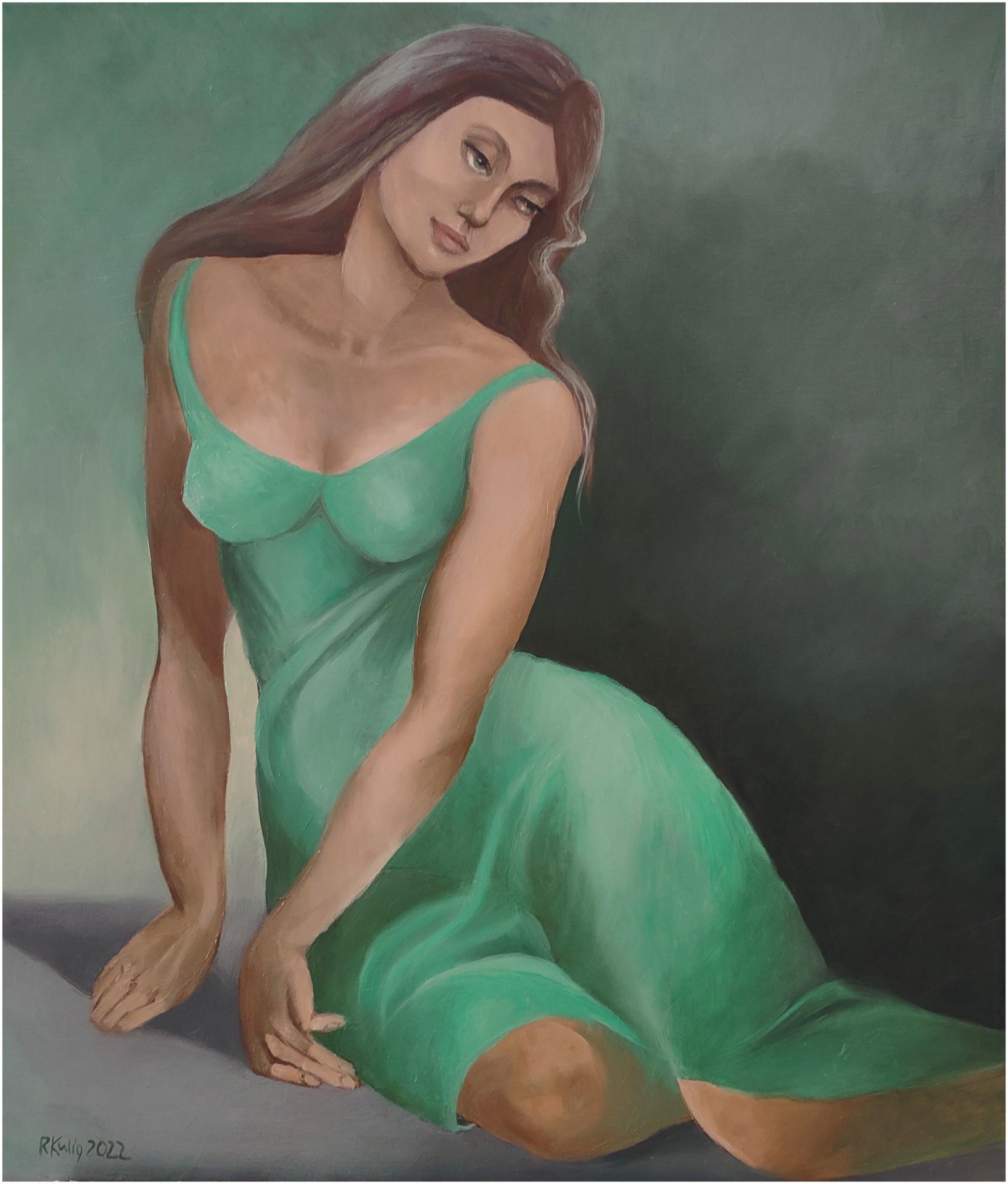 Dziewczyna w zielonej sukience
